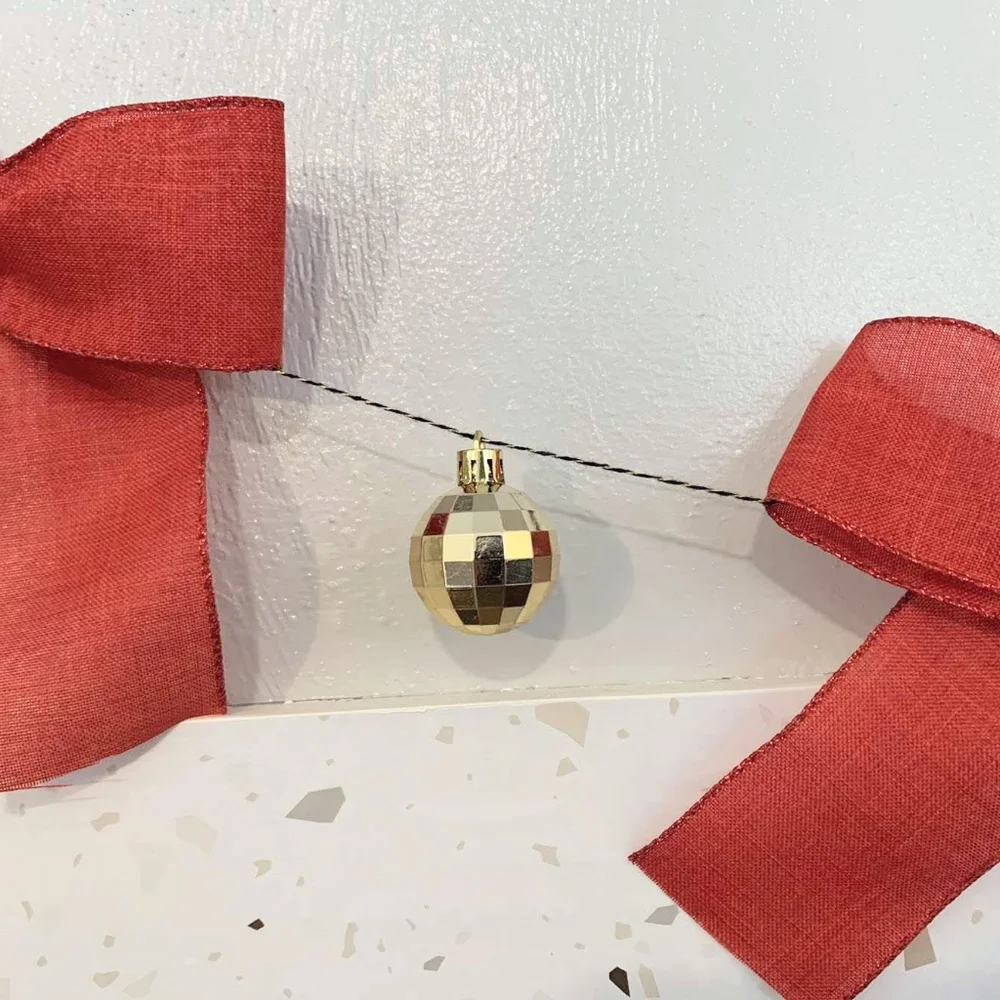 Handmade Red Ribbon & Ornament Garland